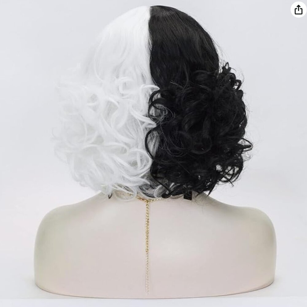 Chic Two-Tone Black and White Curly Wig - Picture 3 of 8